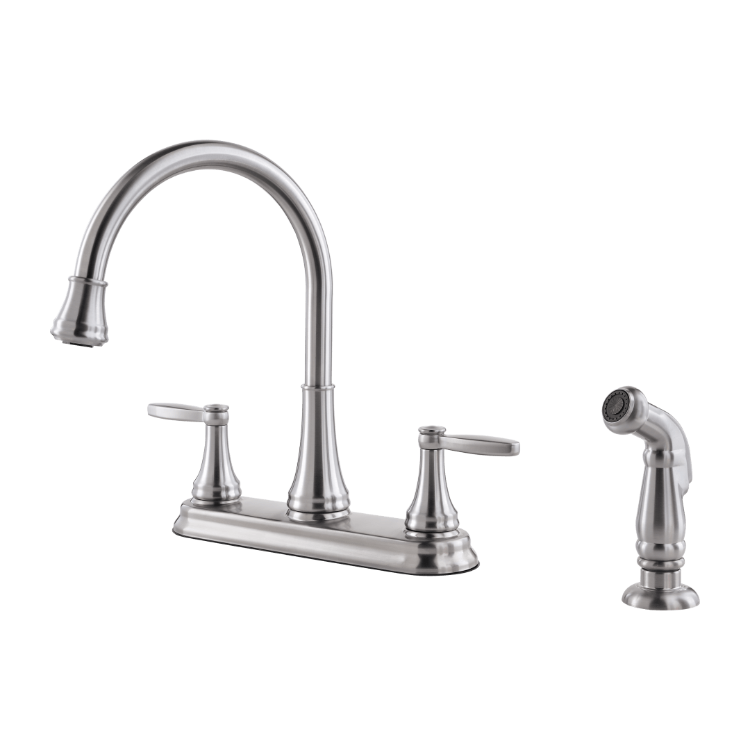 Glenfield 2-Handle Kitchen Faucet with Side Spray in Stainless Steel
