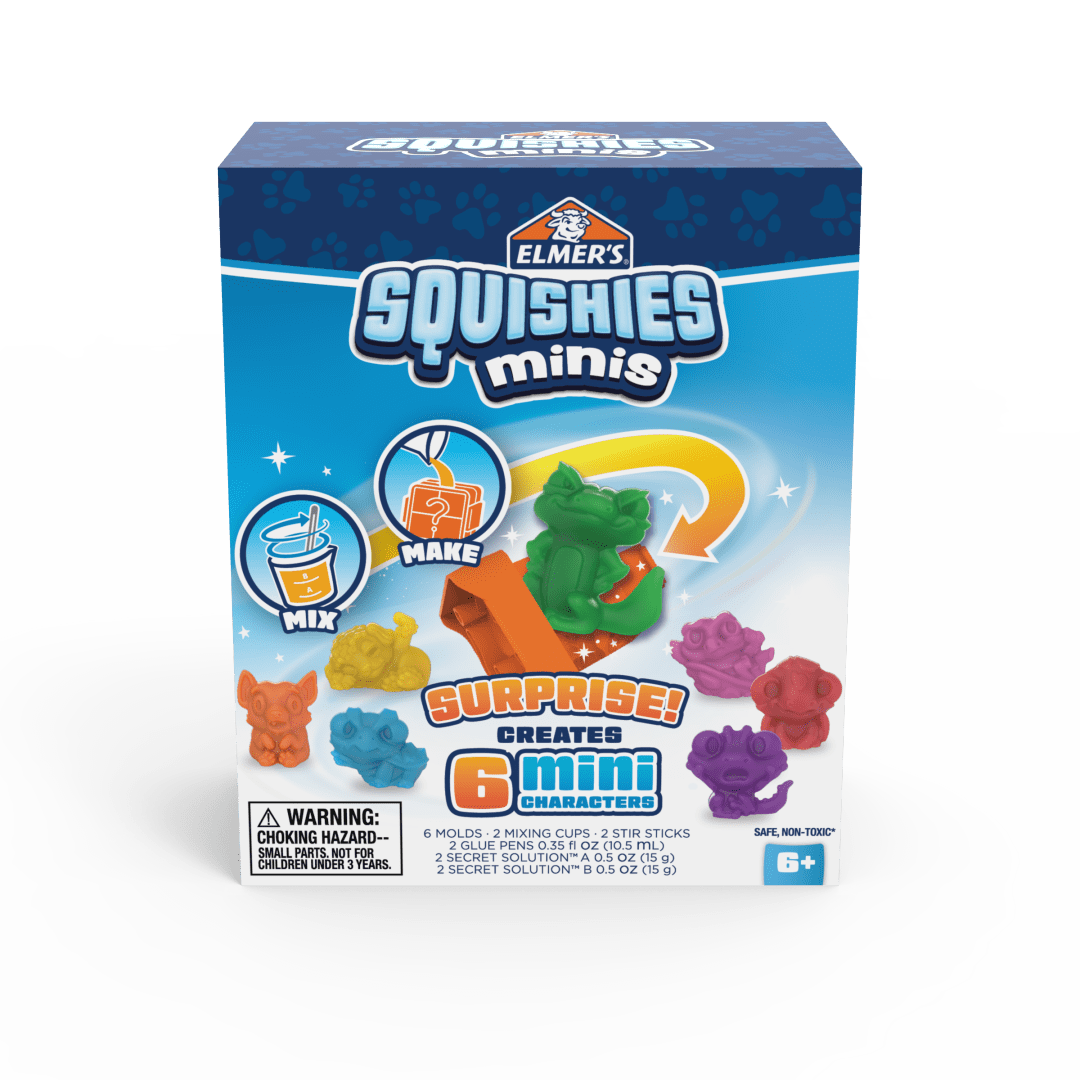 Elmer's Squishies Minis, DIY Miniature Squishy Toys, Arts and Crafts for Kids, Creates 6 Zoo Characters