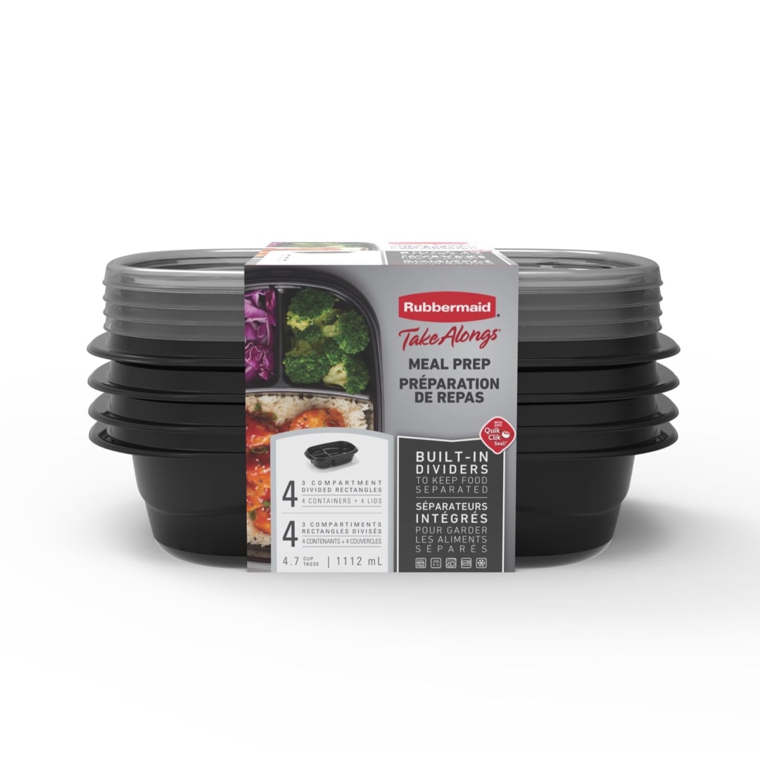 Rubbermaid® TakeAlongs® Divided Food Storage Containers, 4 Pieces, 4.7 Cup