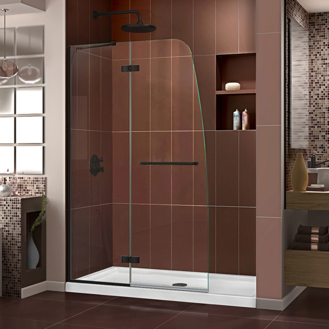 DreamLine Aqua Ultra 45 inch W x 72 inch H Frameless Hinged Shower Door in Matte Black