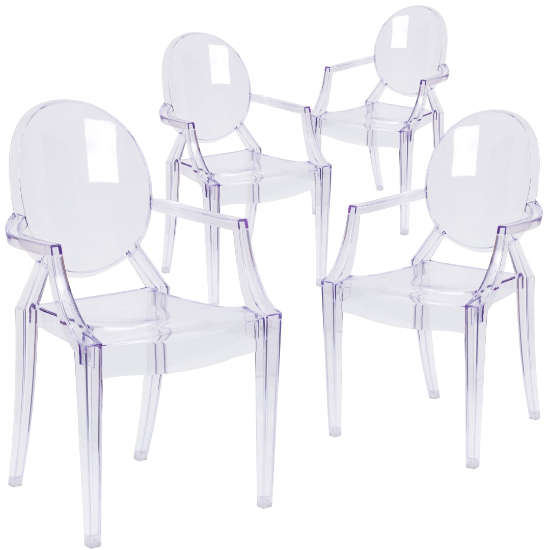 Max 4 Pack Ghost Chair with Arms in Transparent Crystal