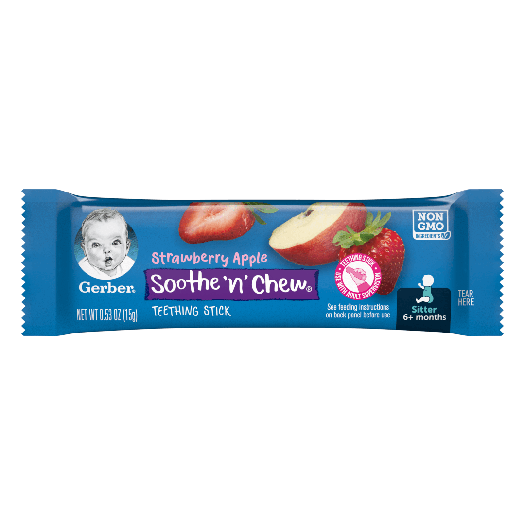 Gerber Stage 2 Soothe N Chew Baby Food, Strawberry Apple Teether, 0.53 oz Box (6 Pack)
