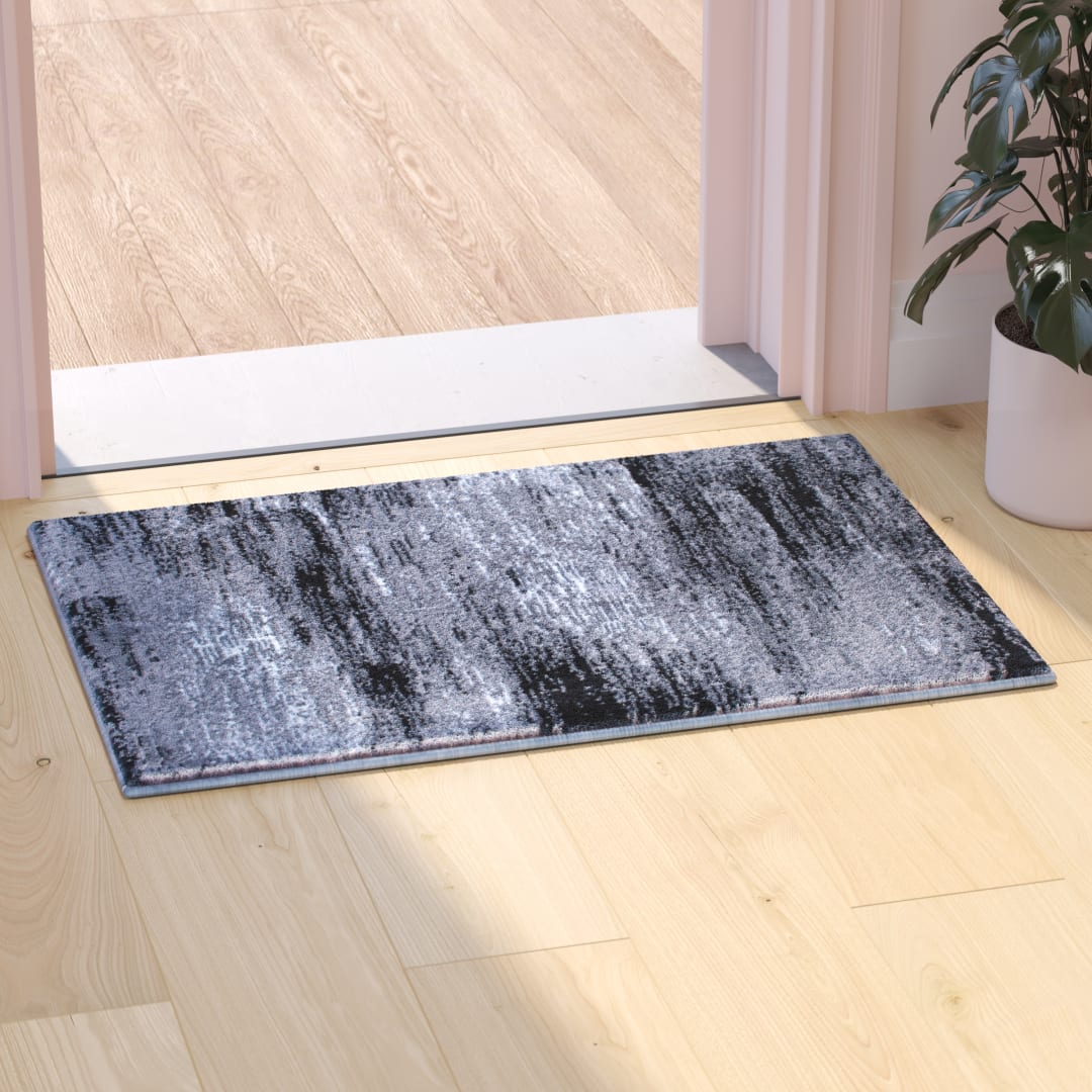 Rylan Collection 2' x 3' Gray Abstract Scraped Area Rug - Olefin Rug with Jute Backing - Living Room, Bedroom, &amp; Entryway