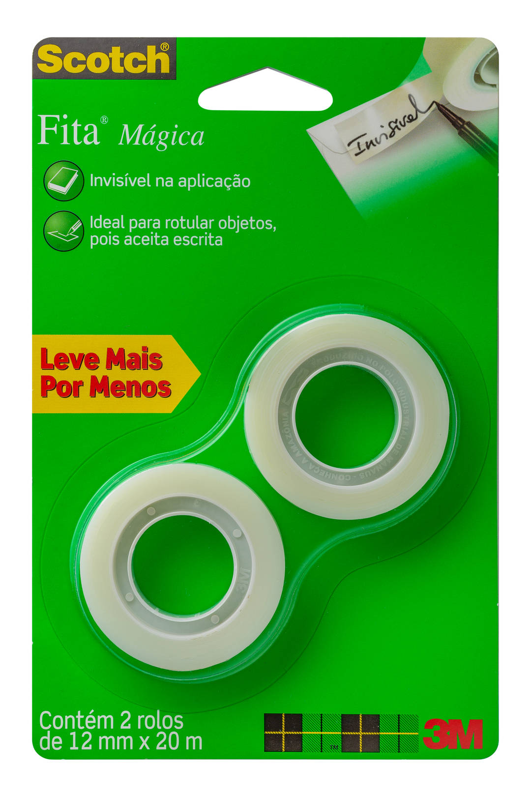Fita Mágica Scotch®, 12 mm x 20 m, Caixa com 2 Rolos