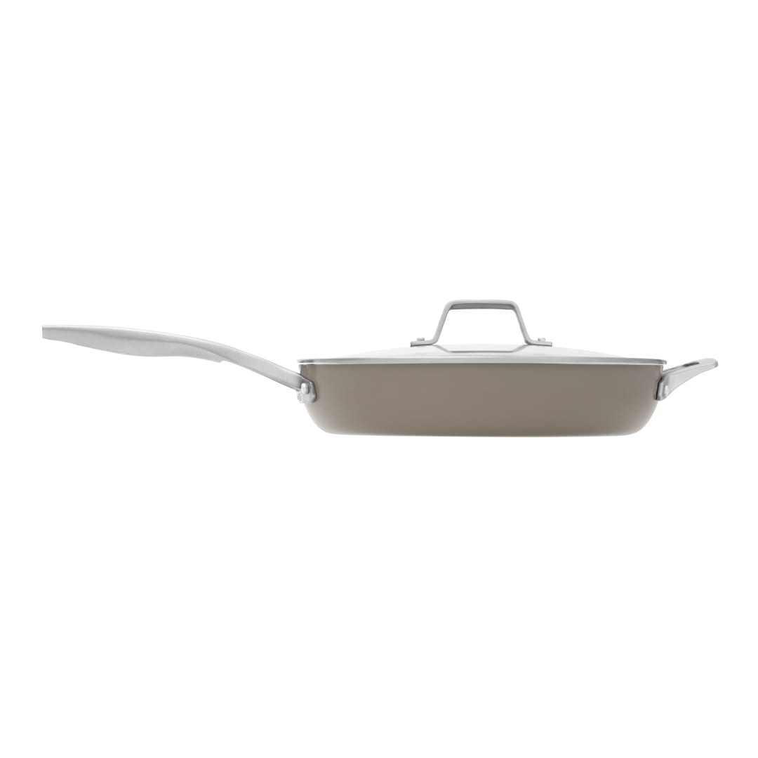 Calphalon®  Premier Ceramic Nonstick 12" Frying Pan with Lid, Mushroom Grey