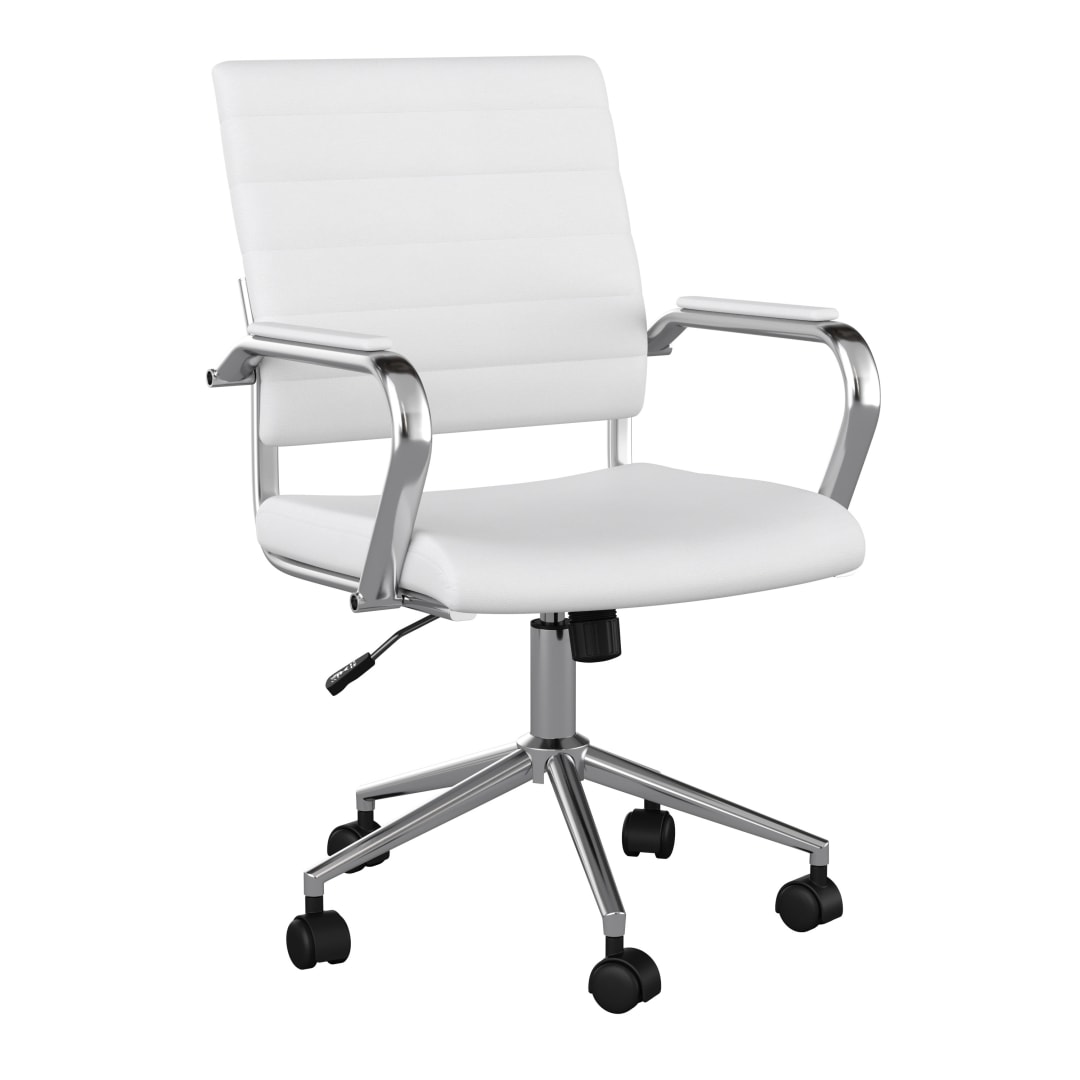 Piper Upholstered Office Chair in White/Polished Nickel