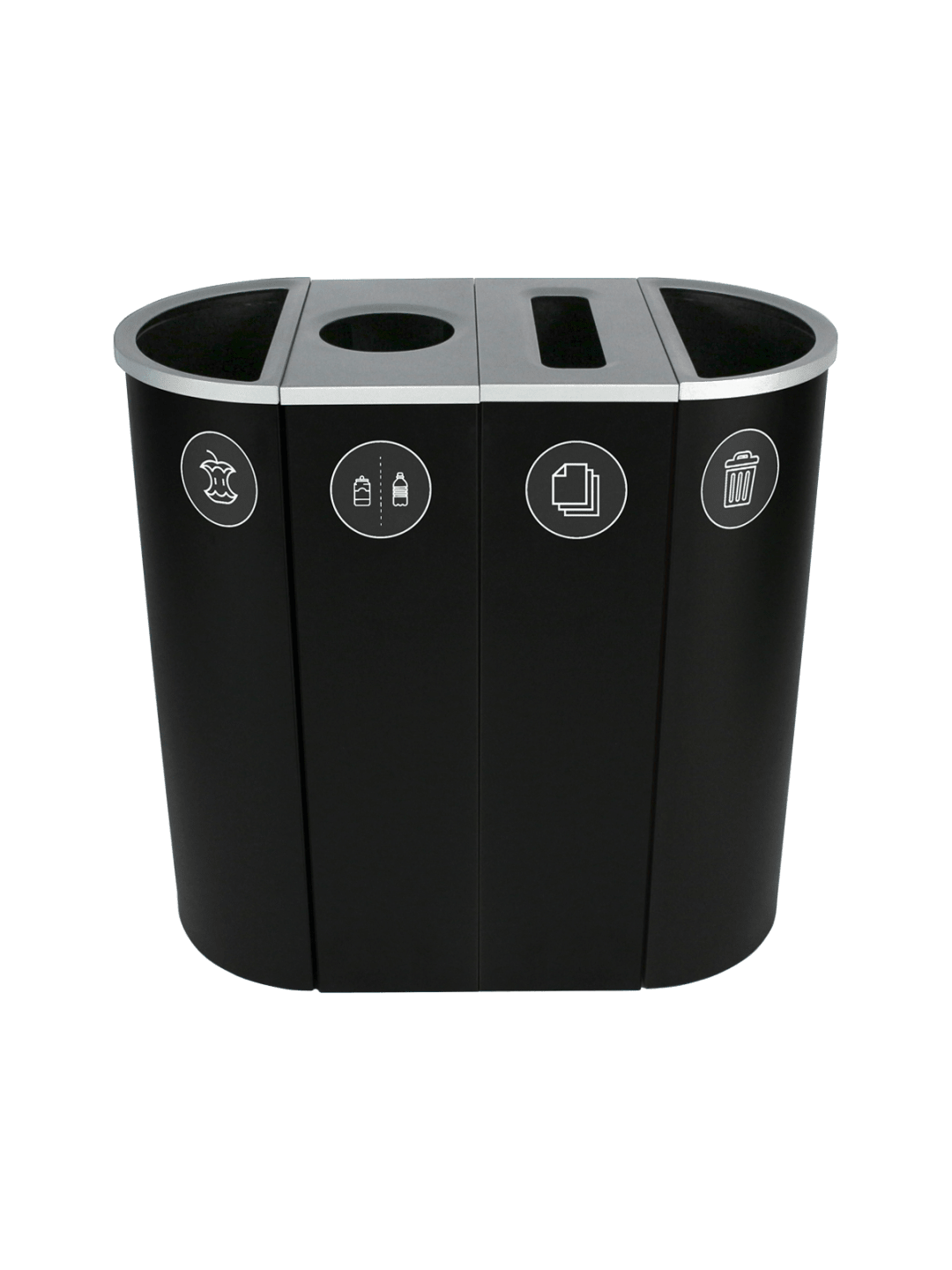  SPECTRUM - Quad - Kit - Organics-Cans &amp; Bottles-Paper-Waste - Full-Circle-Slot-Full - Black
