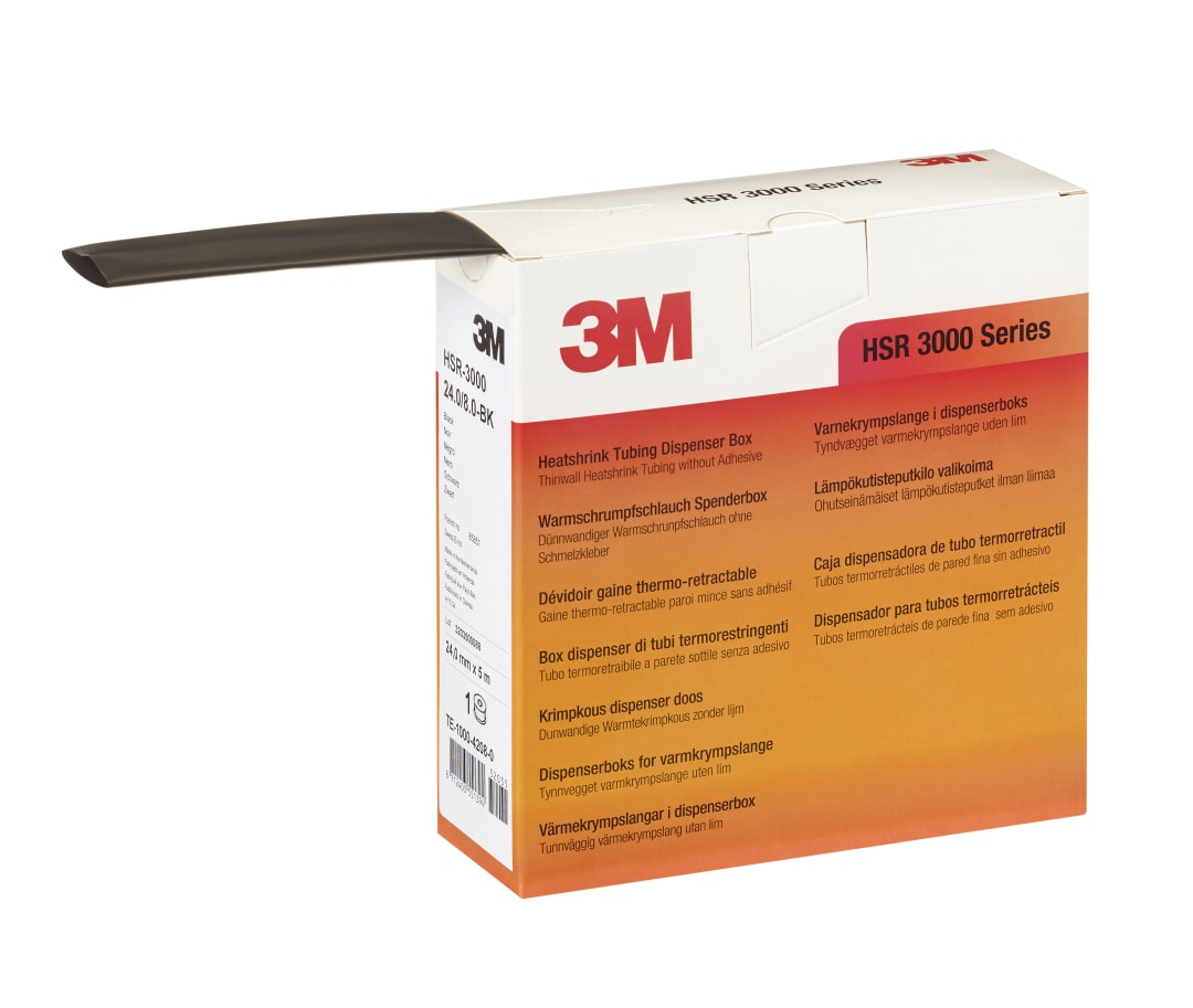 3M™ HSR-3000 Teplom zmršťujúce sa trubice 18,0/6,0 mm, čierne, zásobník