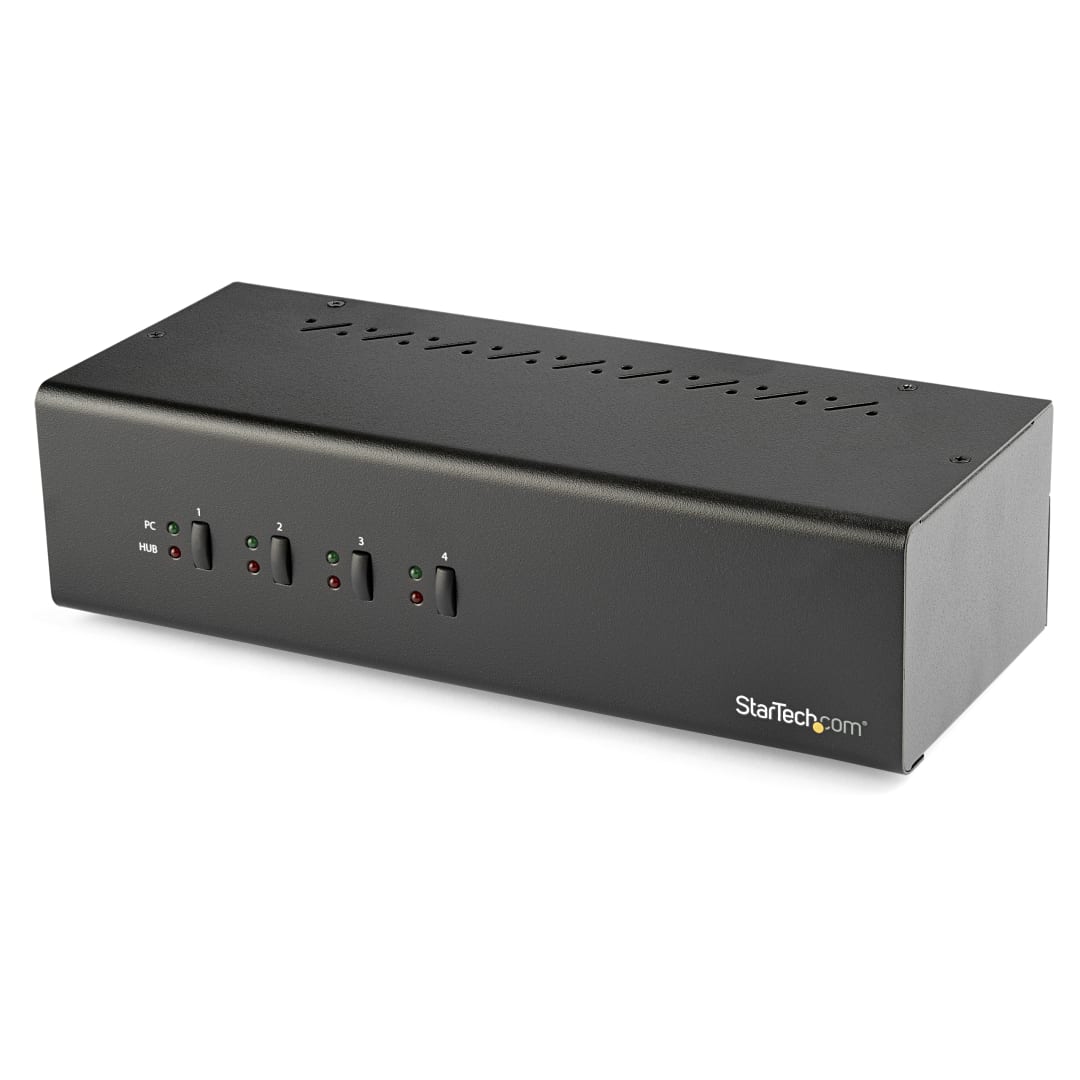 4 Port Dual DVI USB KVM Switch with Audio USB 3 0 Hub