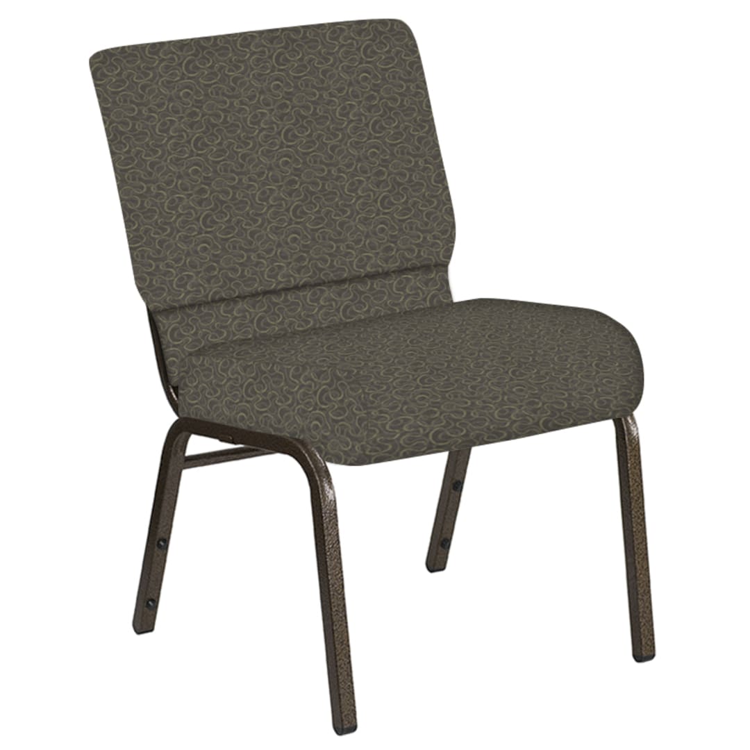 Embroidered 21''W Church Chair in Ribbons Bark Fabric - Gold Vein Frame