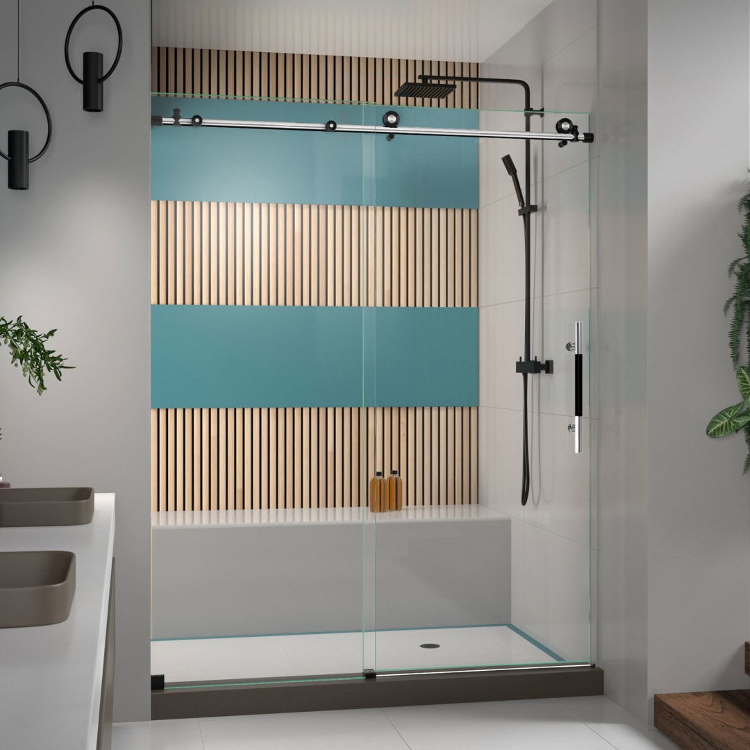 DreamLine Enigma-XT 56 - 60 inch W x 76 inch H Frameless Sliding Shower Door in Tuxedo Finish