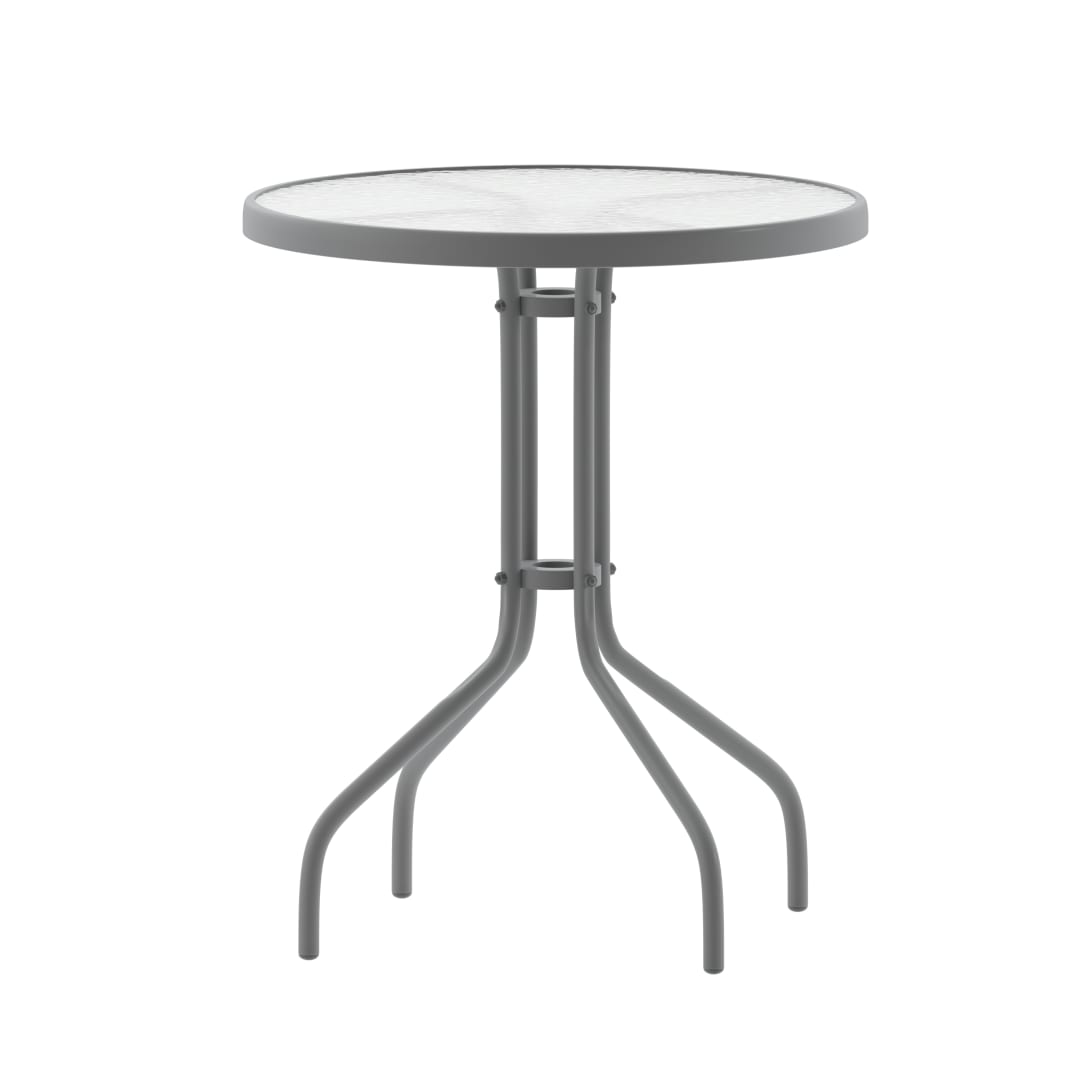 Bellamy 23.75'' Silver Round Tempered Glass Metal Table