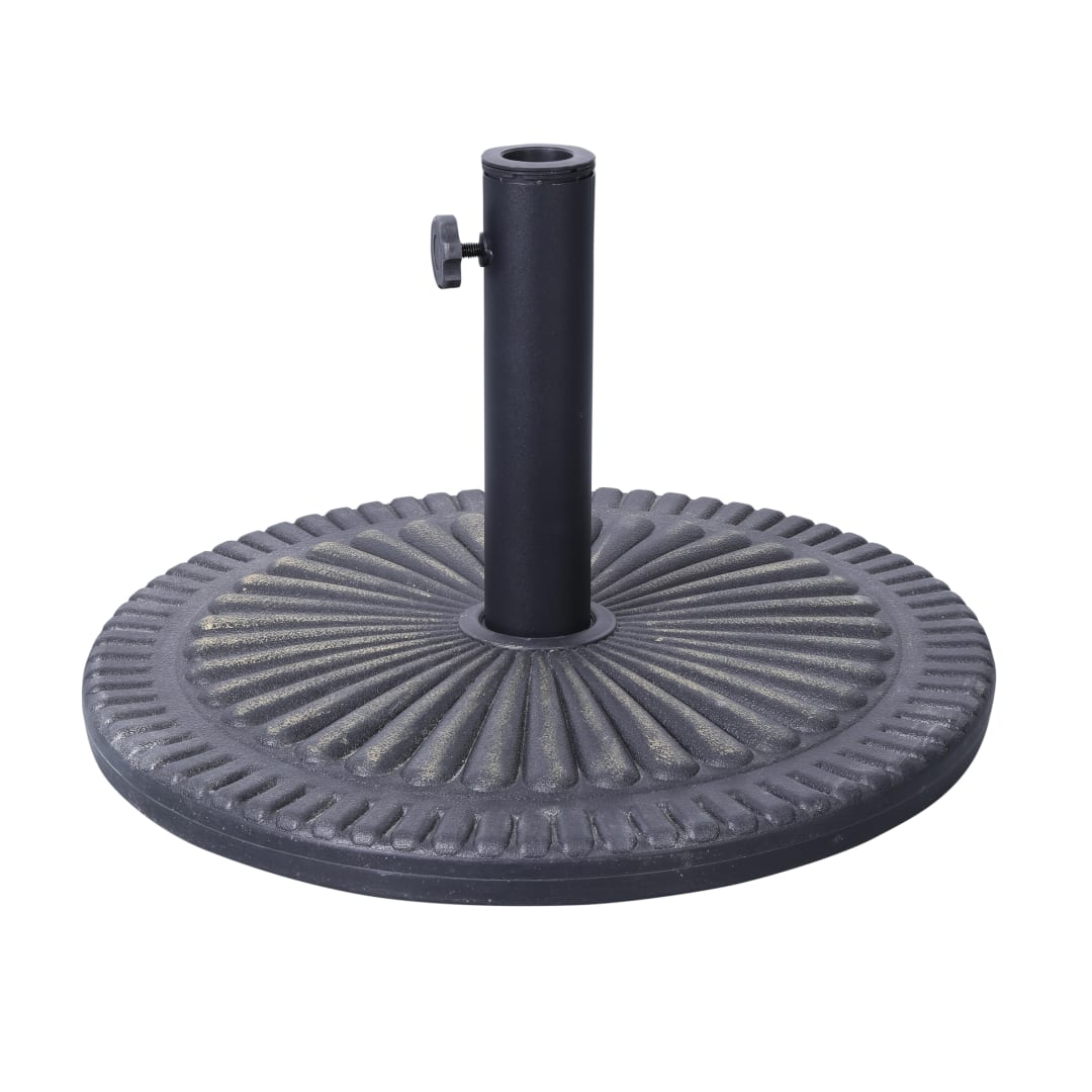 Kona Universal Bronze Cement Patio Umbrella Base with Sunburst Patterned Weatherproof Plastic Polymer Coating - 19.25" Diameter