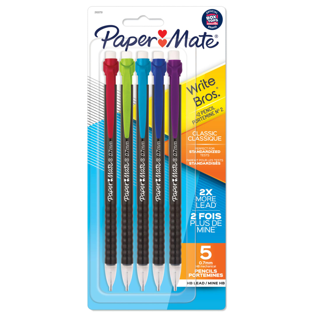 Paper Mate® Mechanical Pencils, Write Bros. Classic #2 Pencil, Great for Standardized Testing, 0.7mm, 5 Count