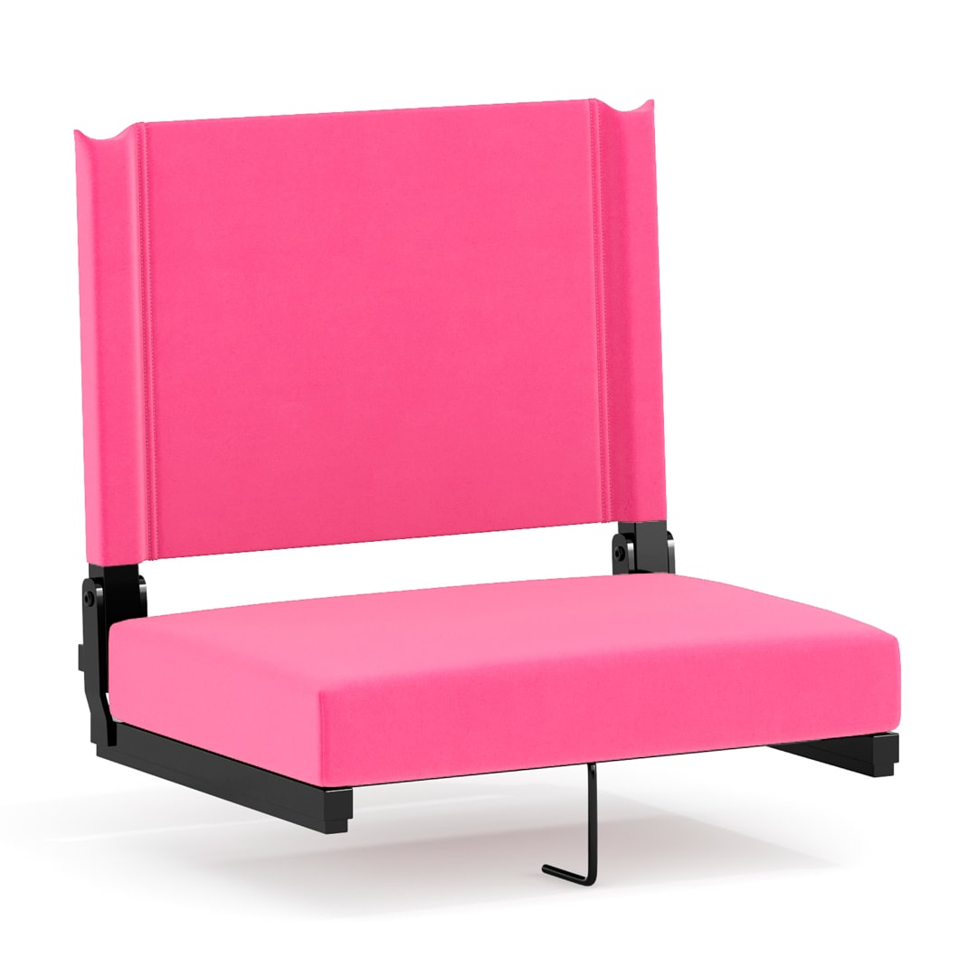 Grandstand Comfort 500 lb Capacity Padded Stadium Chairs, Folding Seats with Handles, Lightweight &amp; Durable, Pink