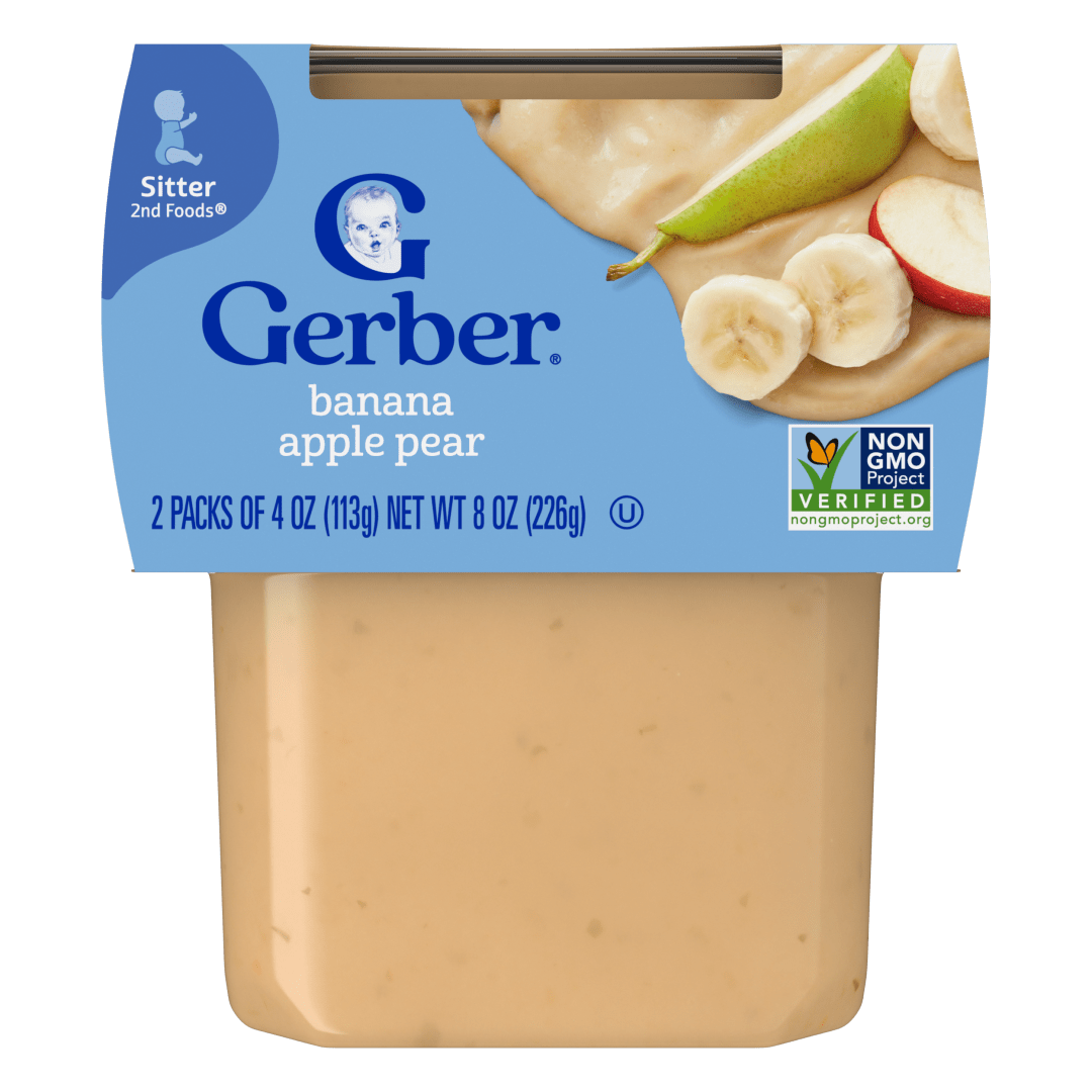 Gerber Stage 2 Baby Food, Banana Apple Pear Puree Tub, Baby Puree, 2PK
