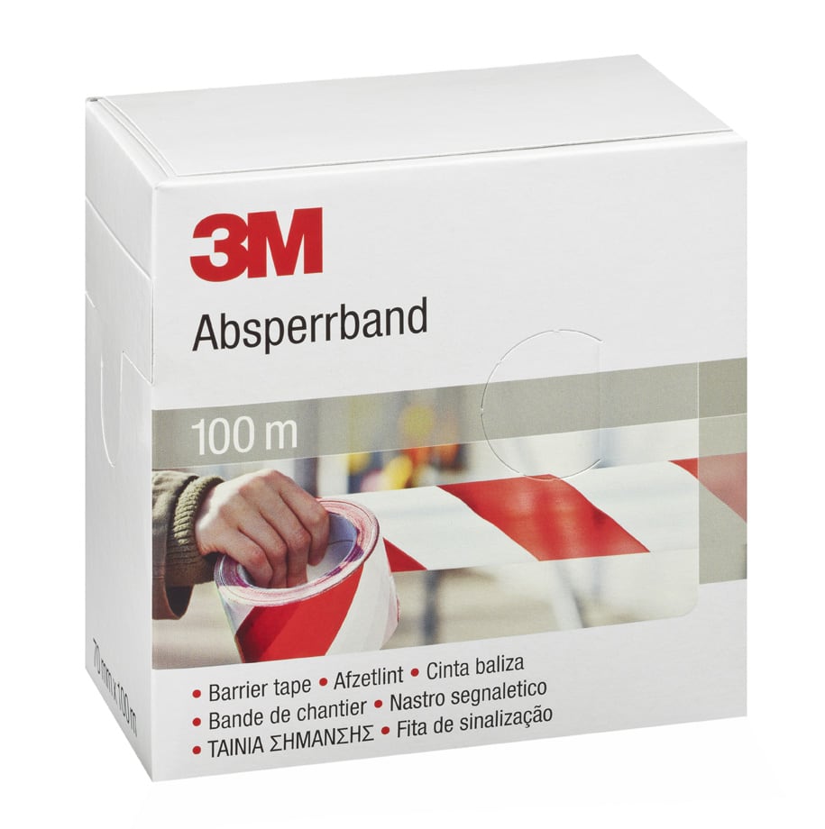 3M™ Absperrband, Rot-Weiß, 70 mm x 100 m