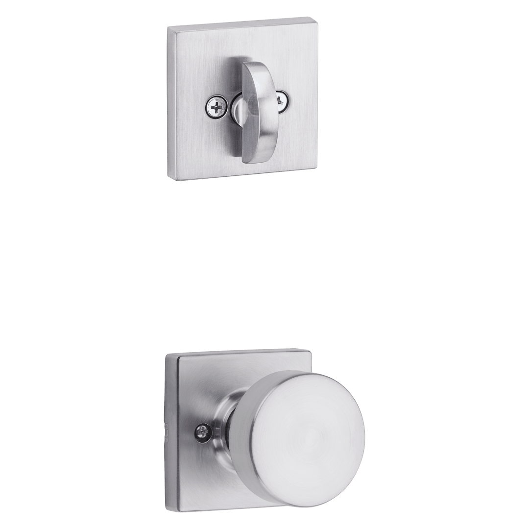 966 Single Cylinder Interior Pack w/ Square Rose Pismo Knob for Signature Series Handlesets in Satin Chrome