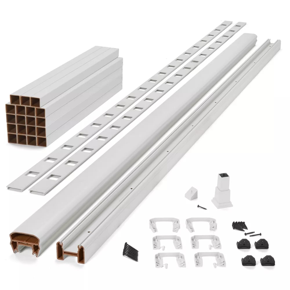 8-ft x 36-in Transcend Horizontal Rail Kit with Composite Balusters - Classic White Full Span