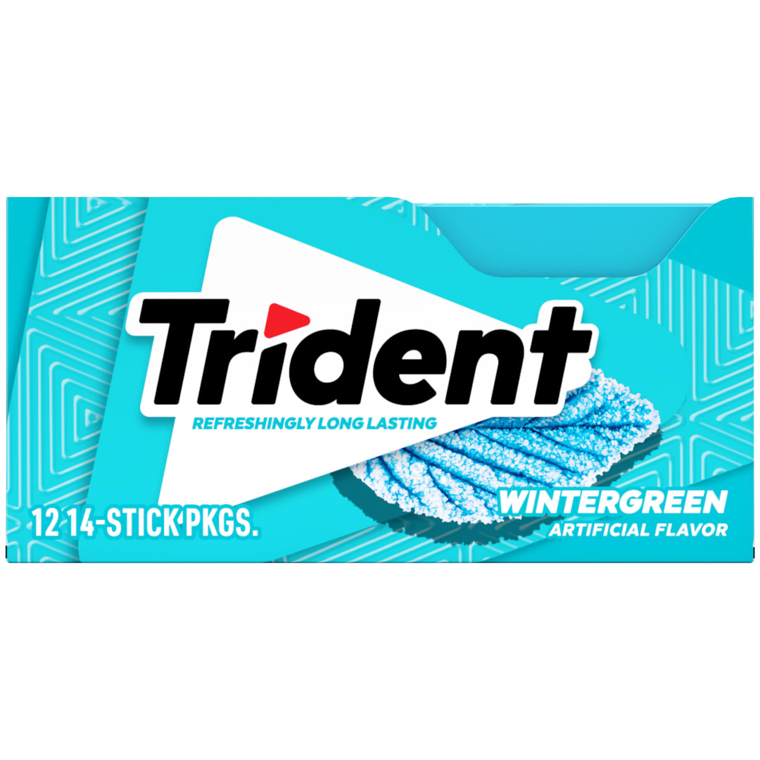 Trident Sugar Free Chewing Gum Wintergreen 14 pc Singles - 12 Pack