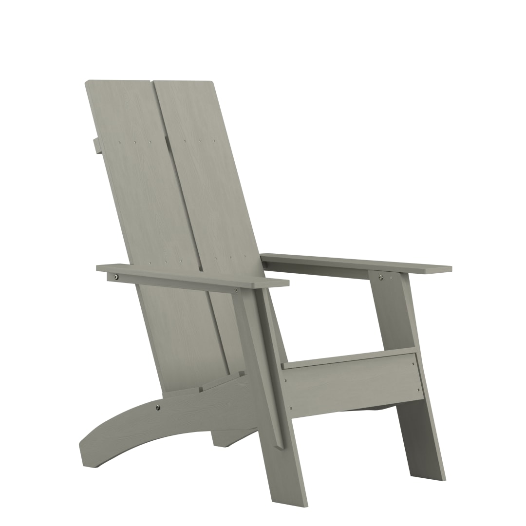 Sawyer Modern Commercial All-Weather Poly Resin Wood Adirondack Chair in Gray