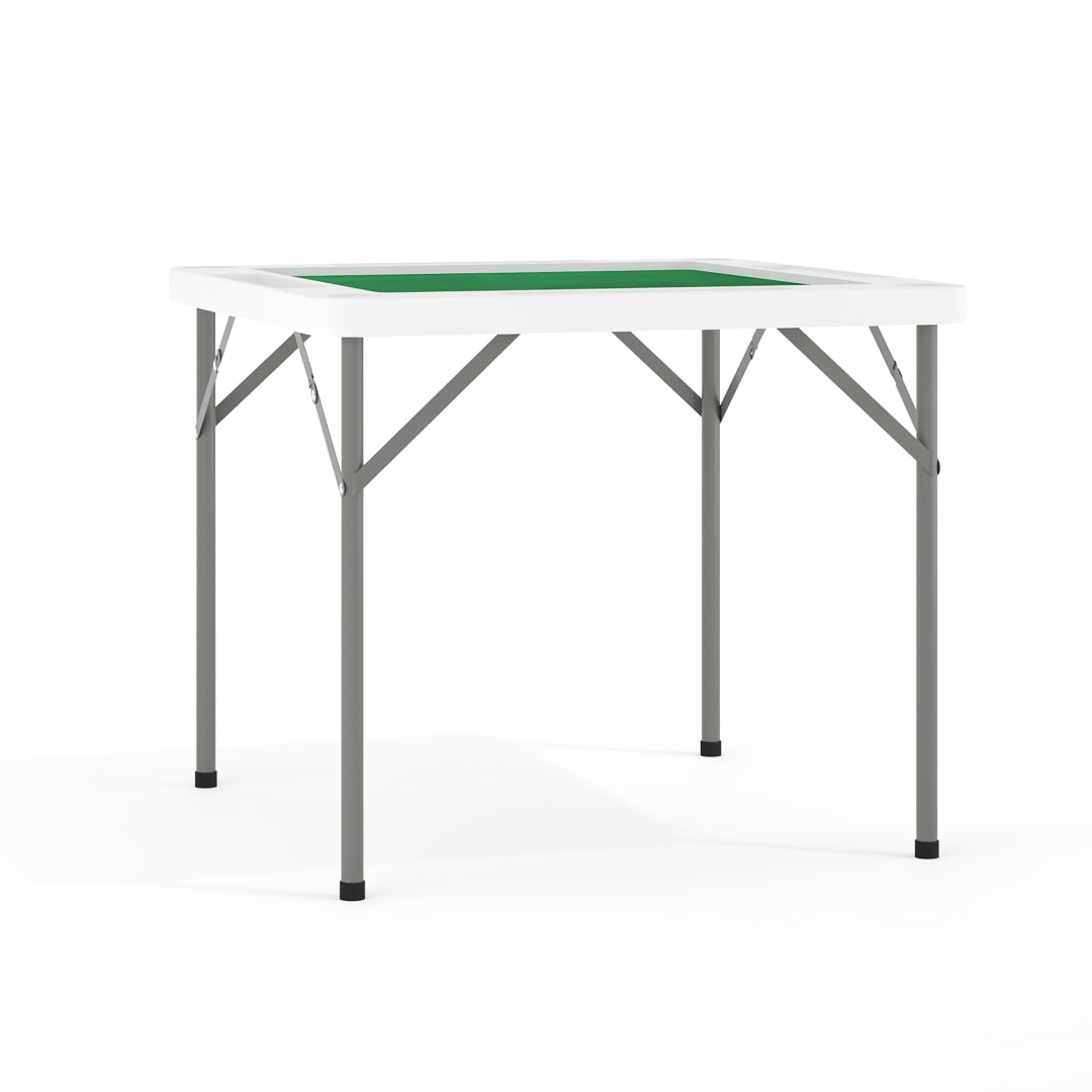 Silas 34.5" Square 4-Player Folding Card Game Table with Green Playing Surface and Cup Holders