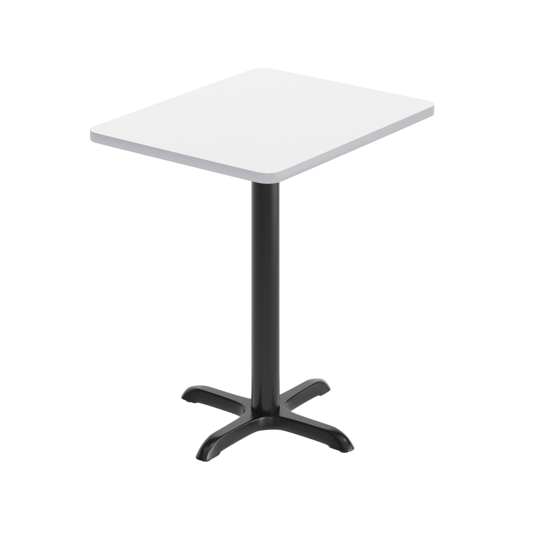 Graniss 24'' x 30'' White Rectangular Laminate Table Top with Black 22 x 22 "X" Style Table Height Base