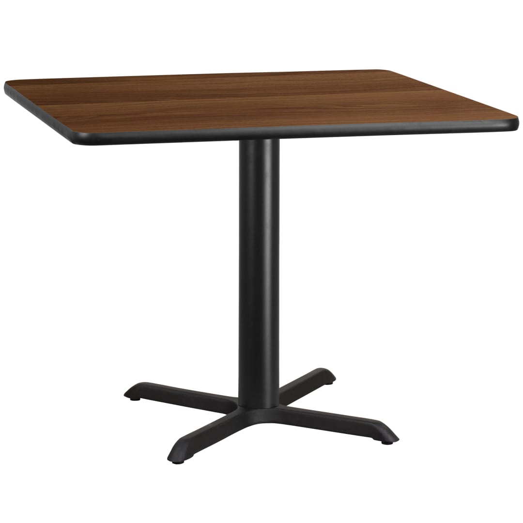Graniss 42'' Square Walnut Laminate Table Top with 33'' x 33'' Table Height Base