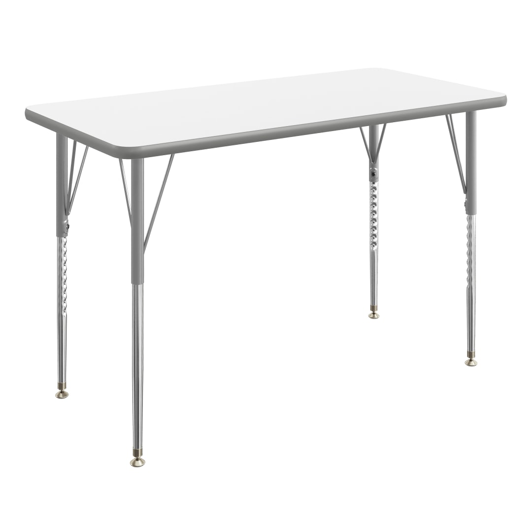 Wren 48" x 24" Adjustable Height Activity Table, Thermal Laminate Top, Standard Legs, White