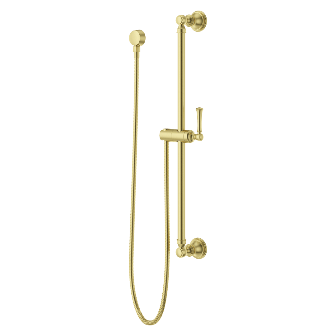 Transitional Round 30 in. Slide Bar with 60 in. Hose in Brushed Gold