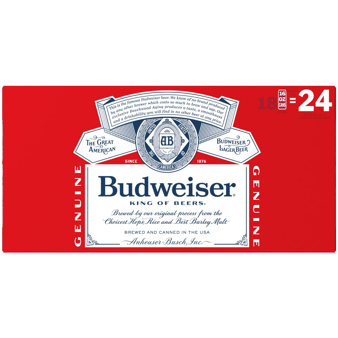 Budweiser American Lager Beer 18 Pack , 16 fl oz Cans