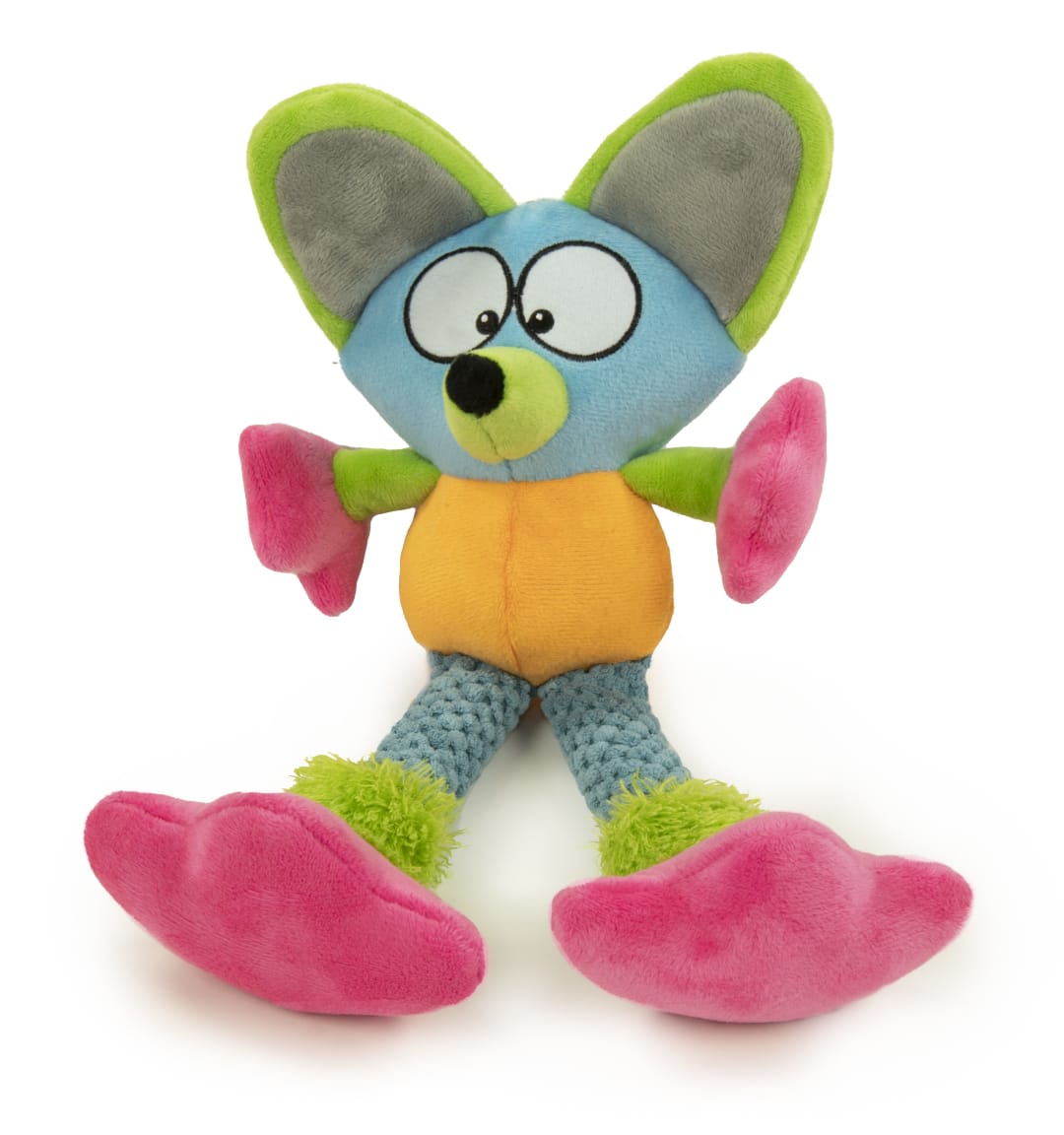 TrustyPup Long Legs Fox Squeaky Plush Chew Guard Dog Toy, Multi, Large