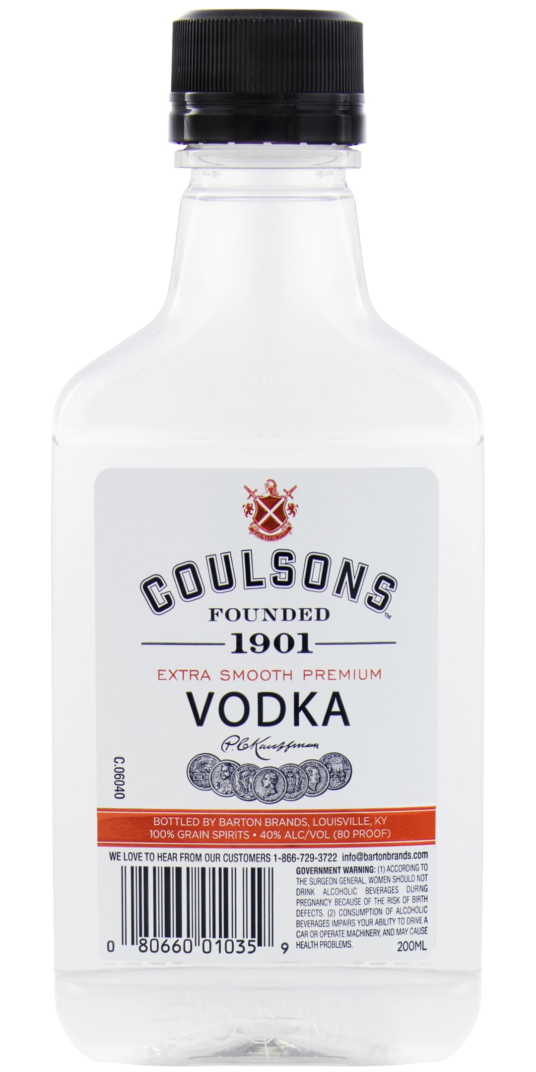 Coulsons Vodka 200ml Plastic Bottle 80 Proof