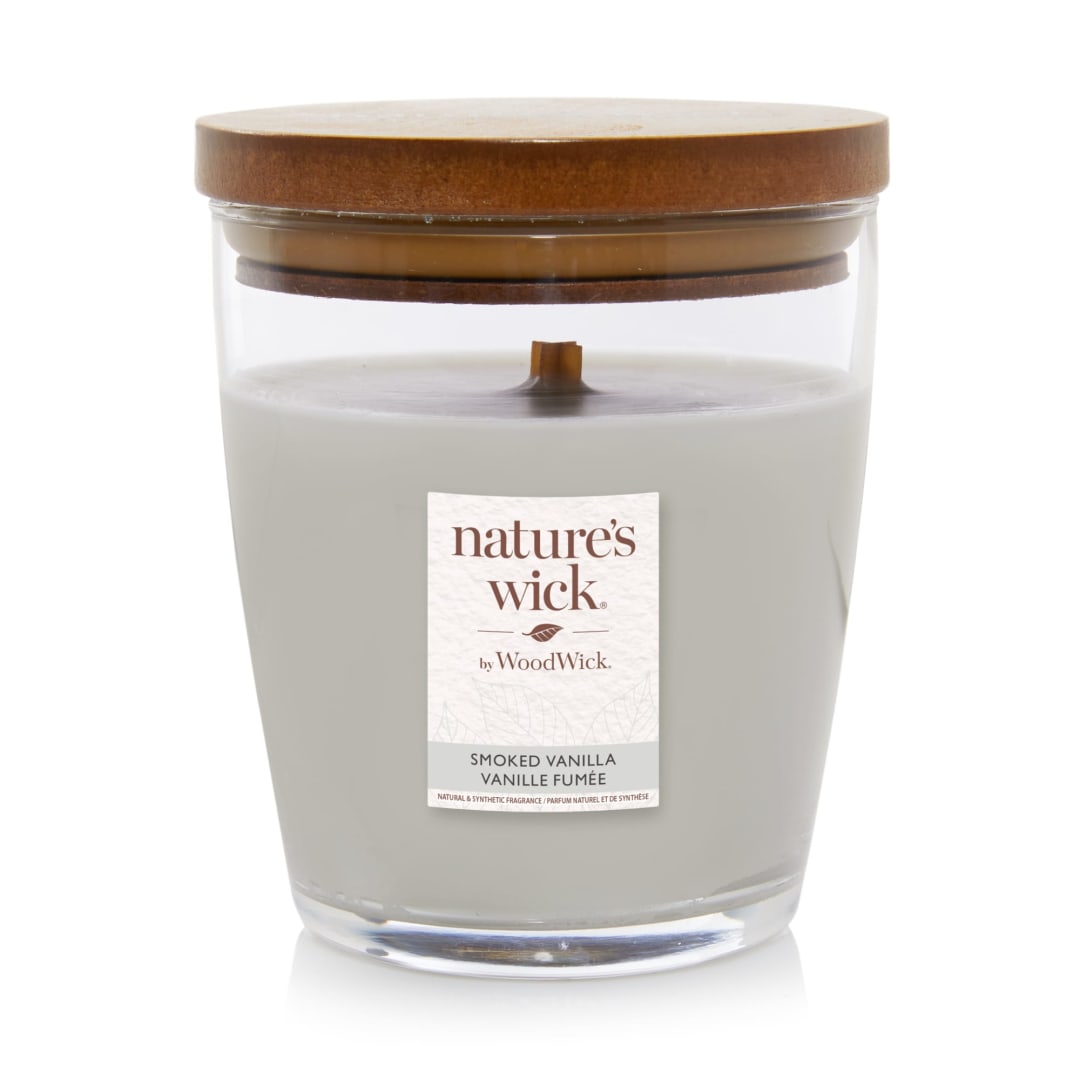 WoodWick® Nature's Wick Medium Jar Scented Candle | Smoked Vanilla | with Crackling Wick | 284g | Gifts for Women