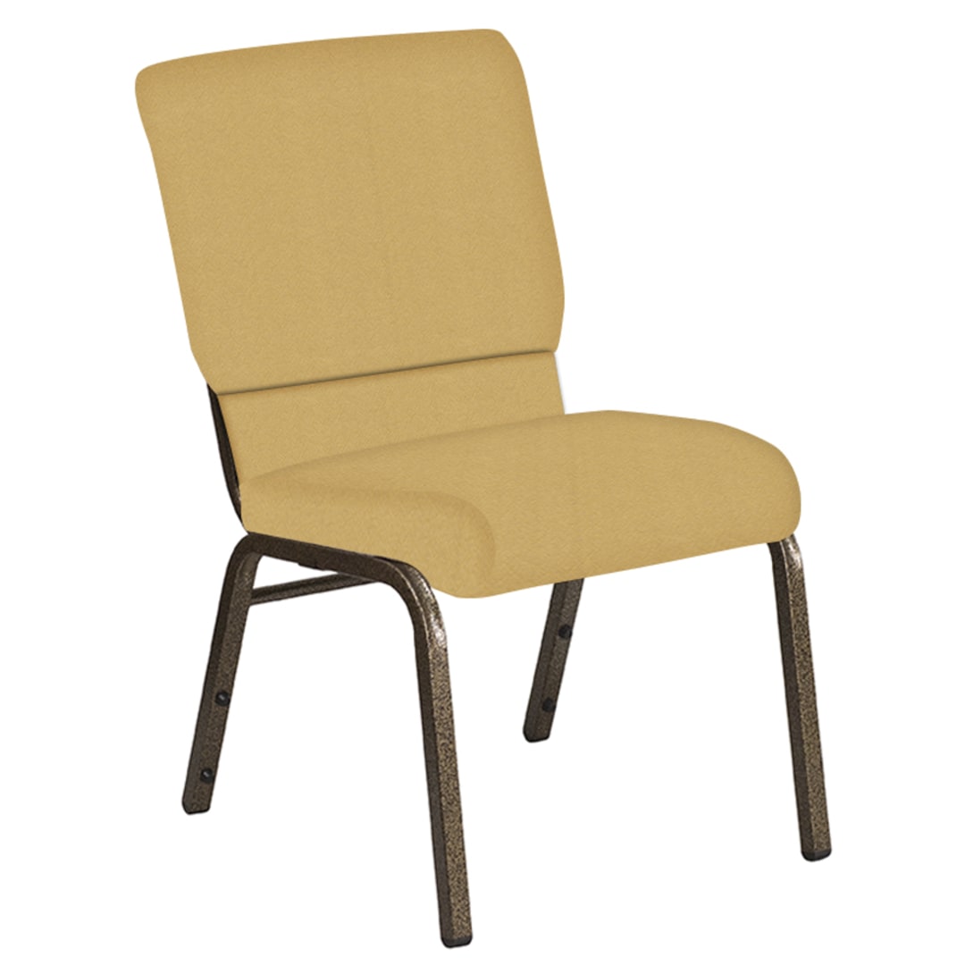 Embroidered 18.5''W Church Chair in Fiji Sunshine Fabric - Gold Vein Frame