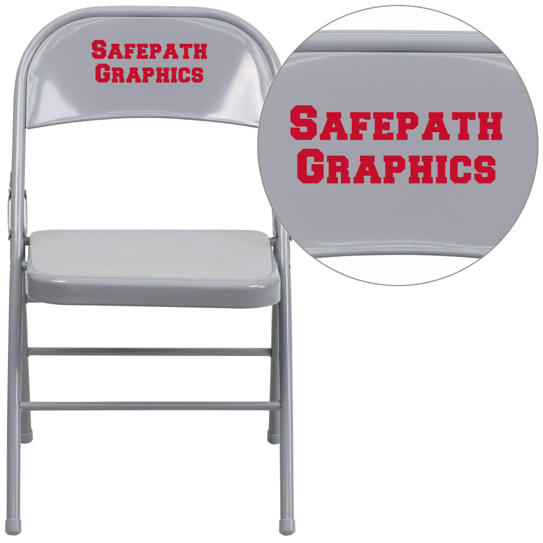 Personalized HERCULES Series Triple Braced &amp; Double Hinged Gray Metal Folding Chair
