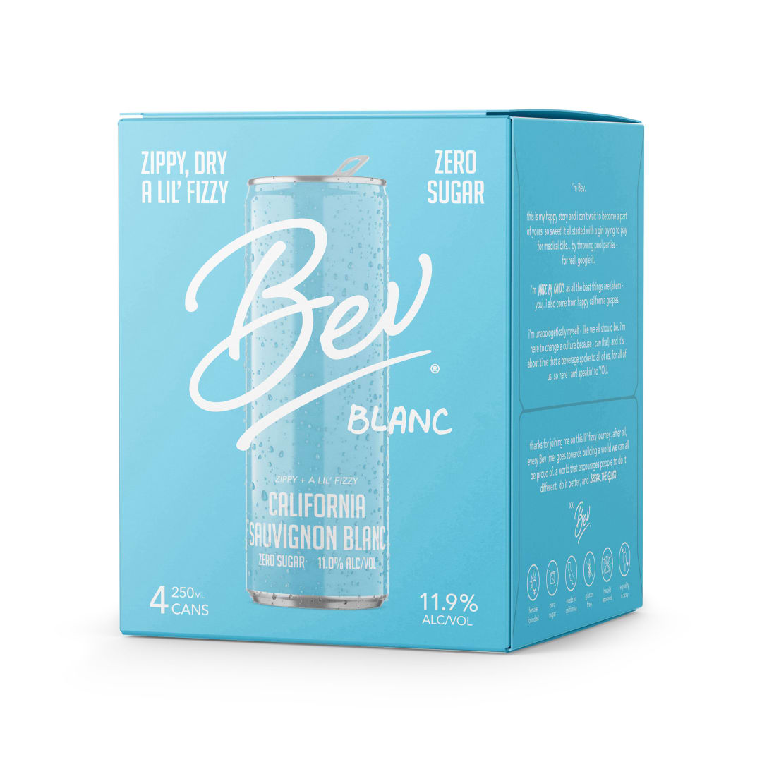 Bev Blanc California Sauvignon Blanc White Wine 250ml Can 4 Pack
