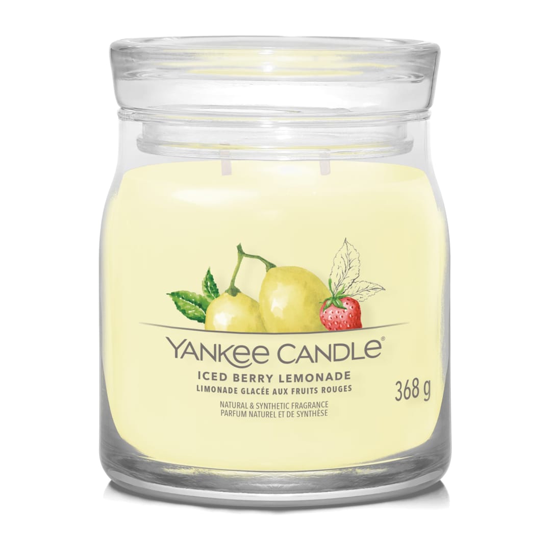 Yankee Candle® Signature Scented Candle | Iced Berry Lemonade Medium Jar Candle with Double Wicks | Soy Wax Blend Long Burning Candle