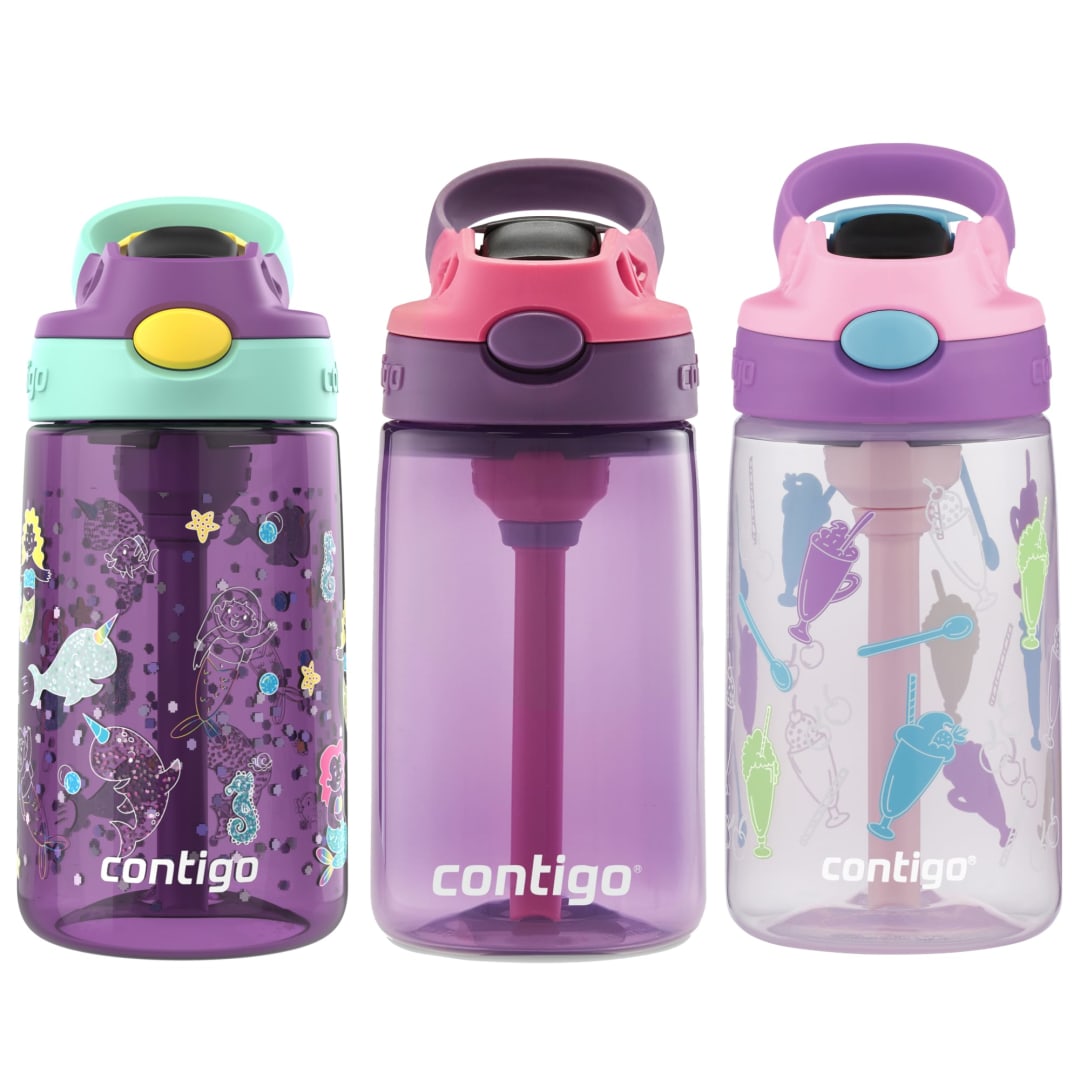 Contigo® Kids Water Bottle with Redesigned AUTOSPOUT® Straw, 14oz, 3-Pack