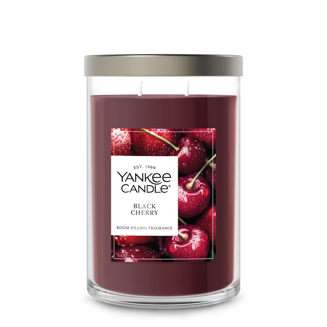 Yankee Candle Large Tumbler Scented Candle with up to 80 Hour Burn Time, Premium Plant Wax Blend for Consistent Burn, 20 oz Tumbler Candle with Room Filling Fragrance, Black Cherry