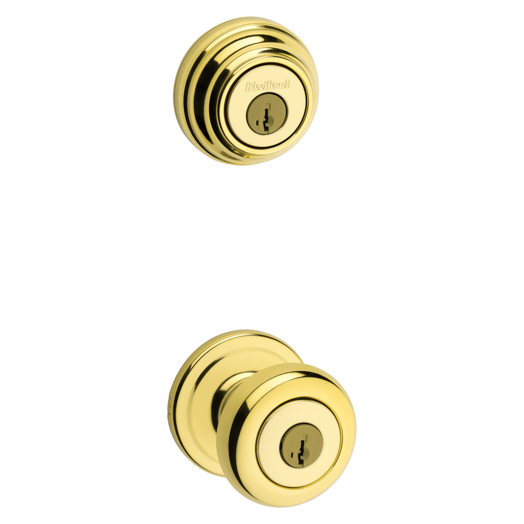 Juno Doorknob Combo Pack in Polished Brass featuring SmartKey Security