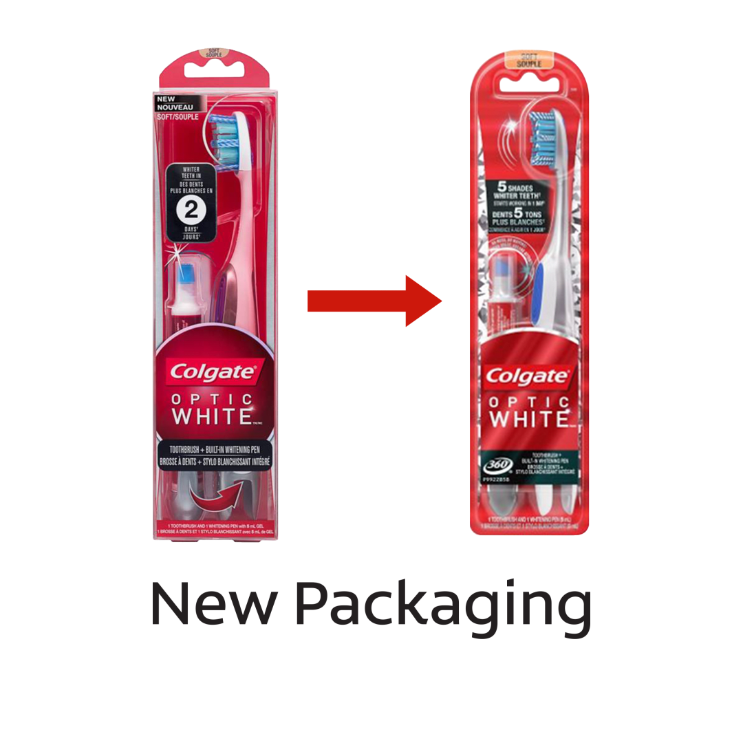 Colgate Optic White 360 Toothbrush + Built-In Whitening Pen, Soft