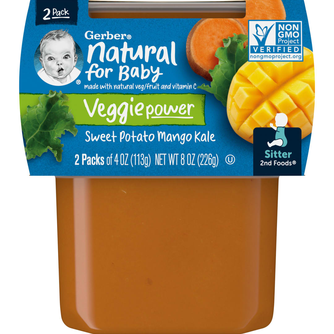 Gerber Stage 2 Baby Food, Sweet Potato Mango Kale, 4 oz Tubs (2 Pack)