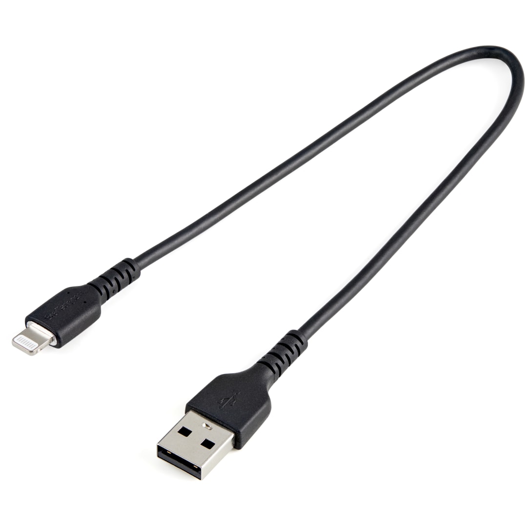 Rugged USB-A to Lightning cable - 30cm, Black