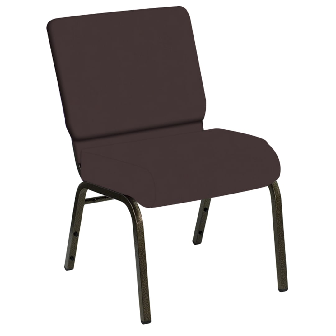 HERCULES Series 21''W Church Chair in E-Z Sierra Dark Maple Vinyl - Gold Vein Frame