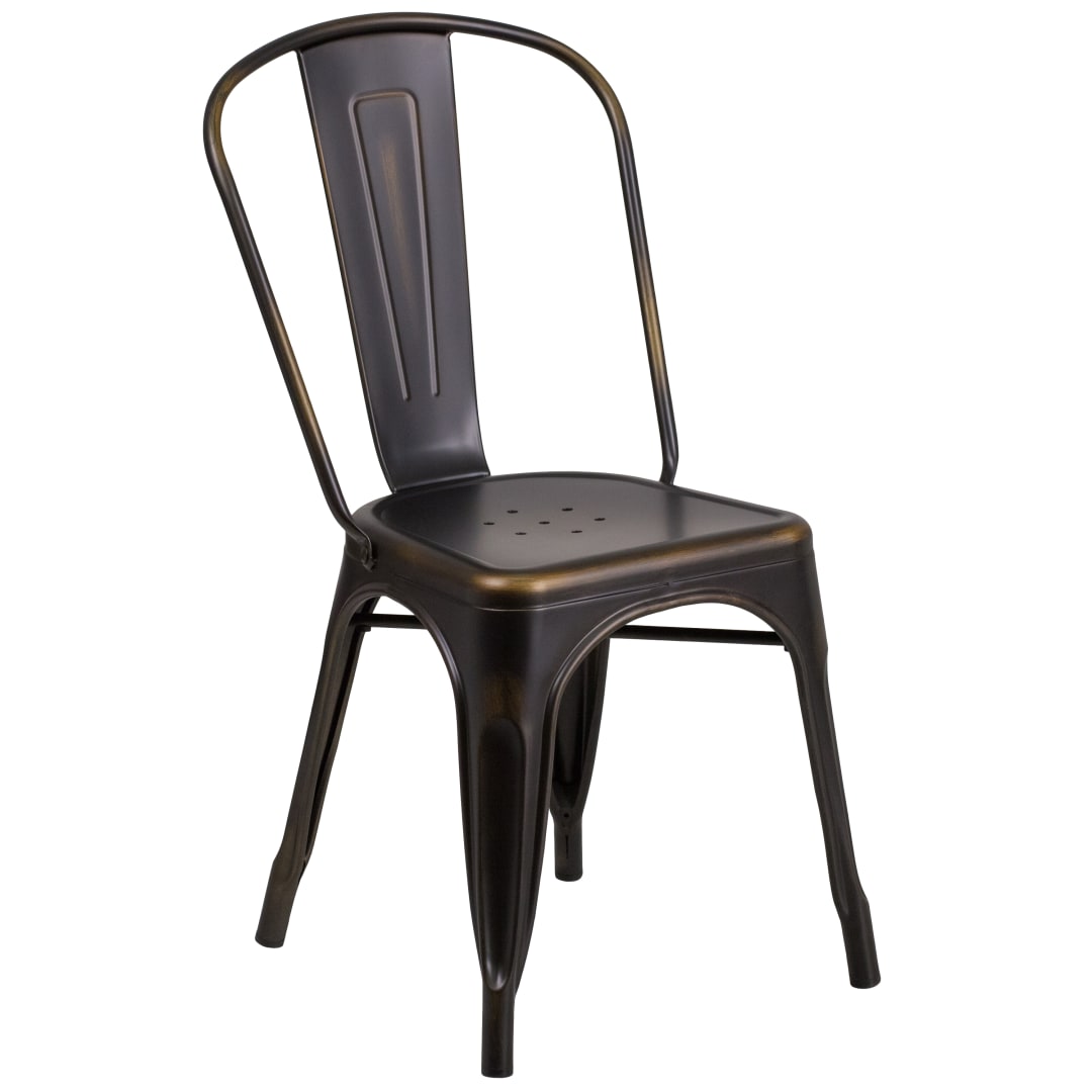 Tenley Commercial Grade Distressed Copper Metal Indoor-Outdoor Stackable Chair