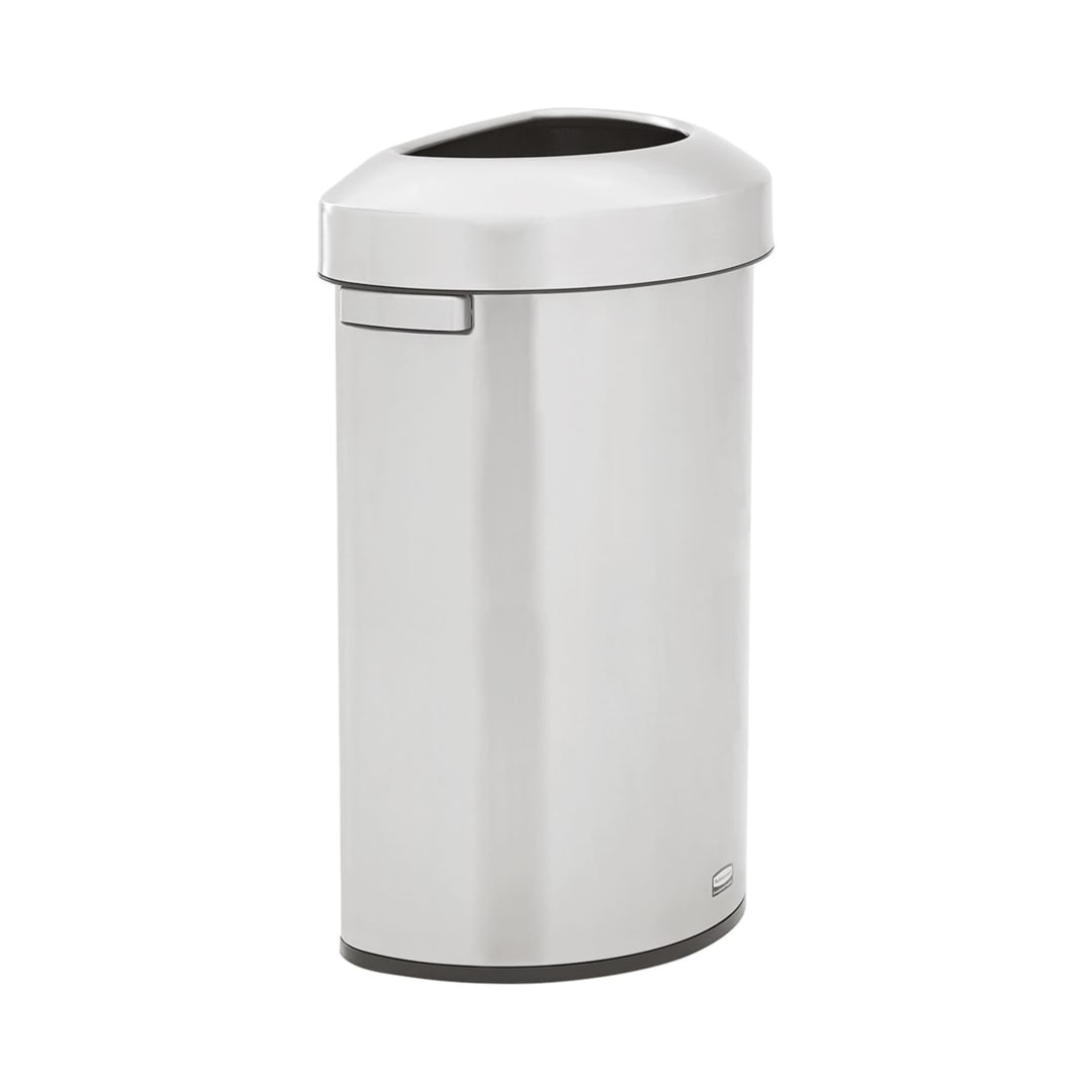 Rubbermaid Commercial Products Refine 21 Gal Half Round Trash Can, Stainless Steel