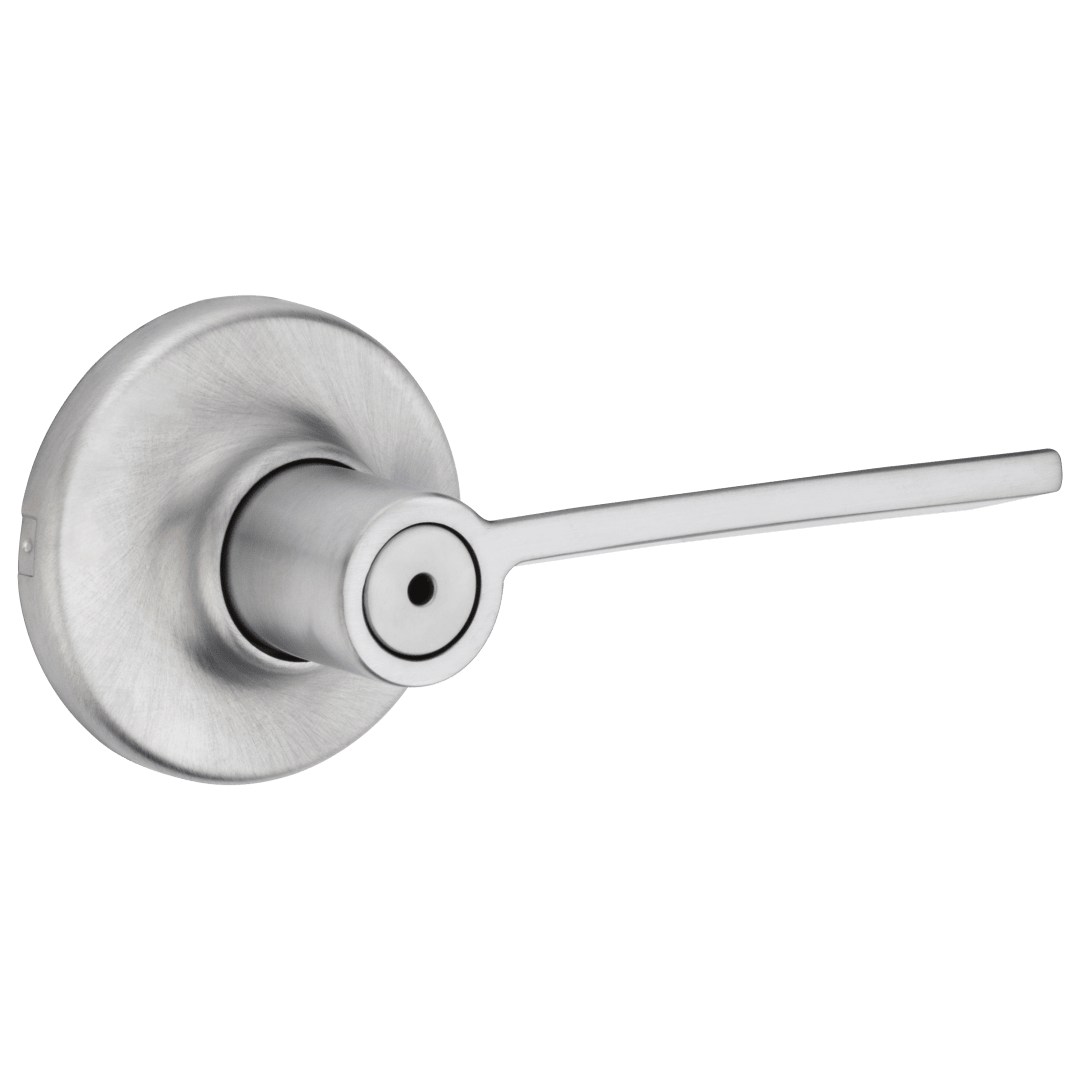 Ladera Bed/Bath Door Lever in Satin Chrome with Round Rosette