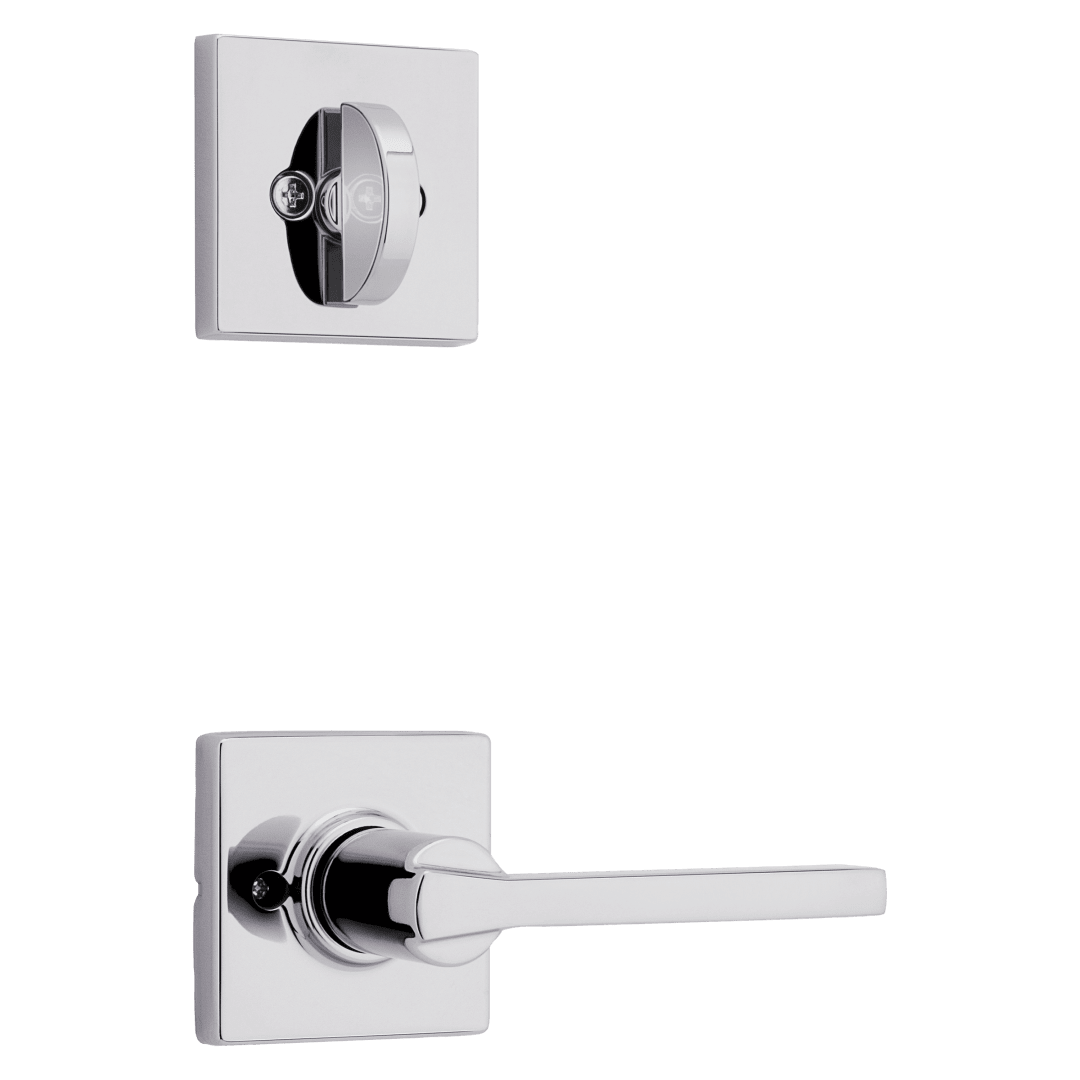966 Single Cylinder Interior Pack w/ Square Rose Casey Lever Handlesets in Polished Chrome