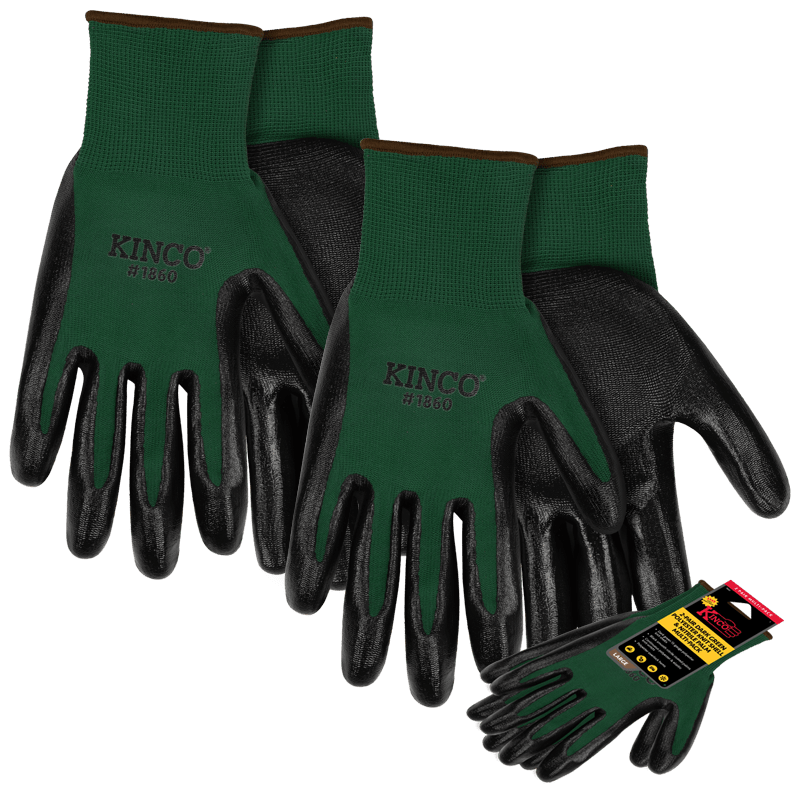 2-Pair Dark Green Polyester Knit Shell & Nitrile Palm Multi-Pack